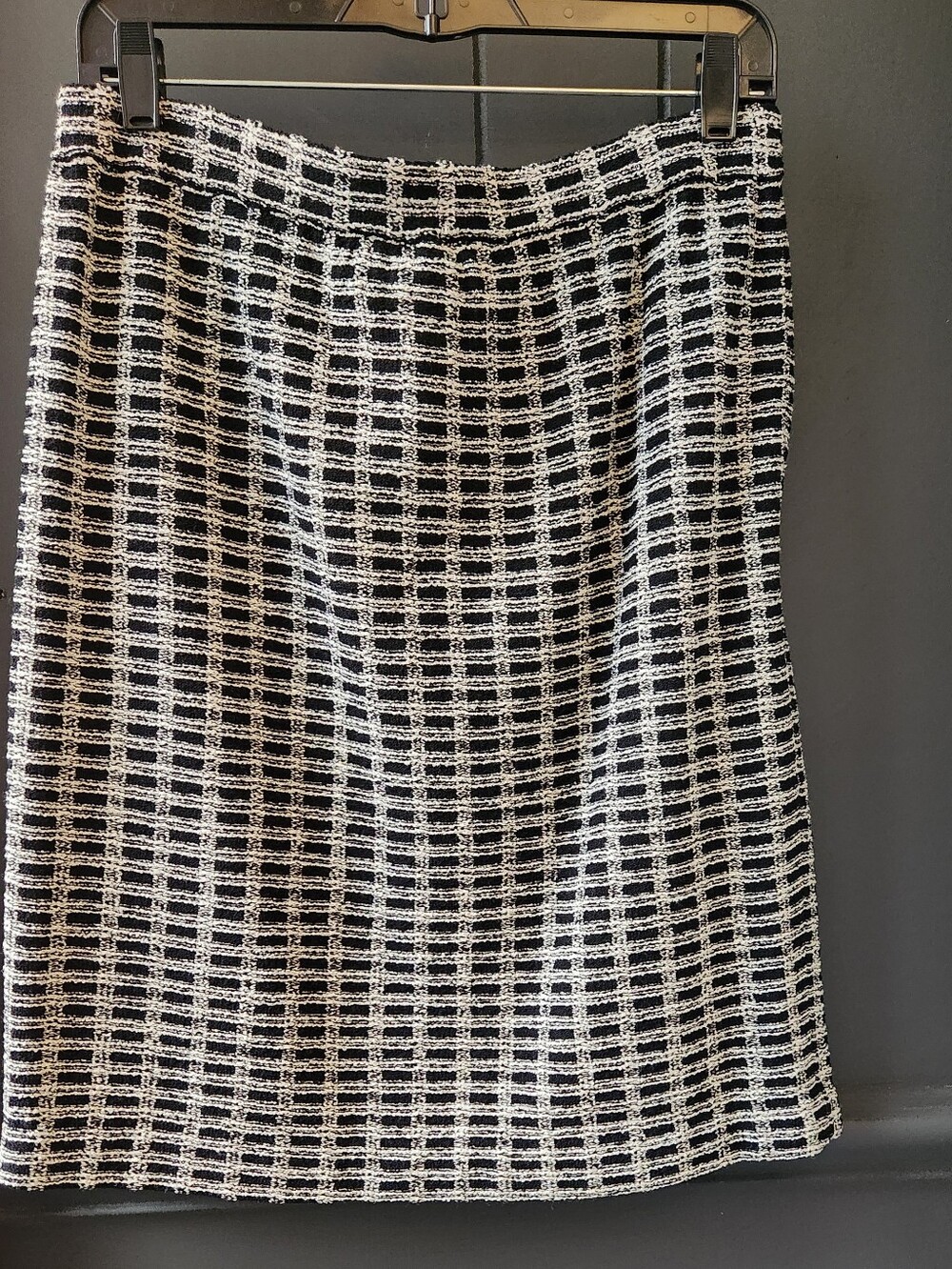 St. John Black and White Check Knit Skirt